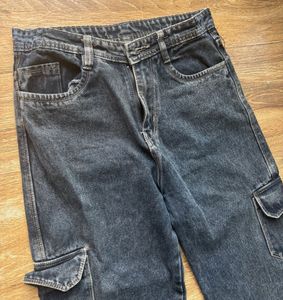 Women's Cargo Jeans - Dark Wash