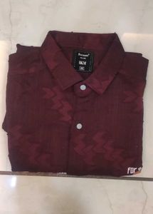 Men's Burgundy Textured Shirt