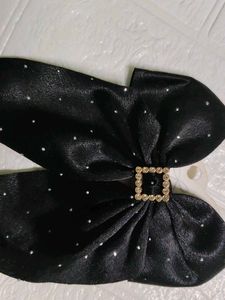 Sparkling Black Bow Hair Clip