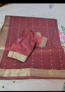 Elegant Red Saree with Blouse