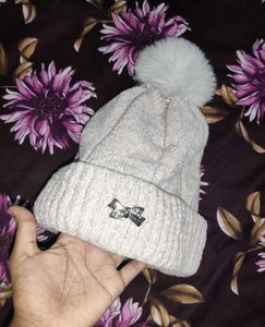 Cozy Beanie with Pom & Bow Detail