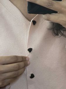 Light Pink Button-Down Knit Cardigan