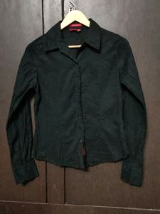 .Black Crushed Cotton Shirt