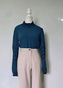 Chic Puff Sleeve Mock Neck Top