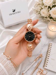 Swarovski Rose Gold Swan Watch