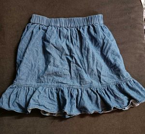 Blue Denim Button-Up Skirt
