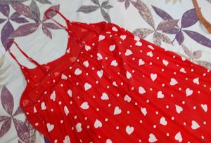 Red Heart Print Sundress