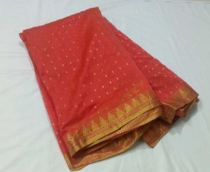 Beautiful Red Saree with Golden Border