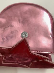 Pink Metallic Star Clutch Bag