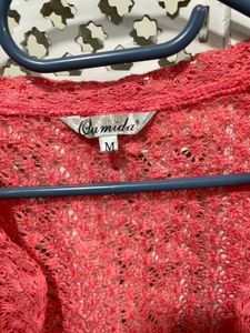 🌸 Imported Coral Crocheted Bolero Shrug I