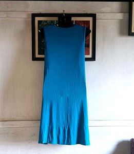 Chic Blue Sleeveless A-Line Dress