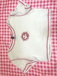 Cream Sun Graphic Crop Top