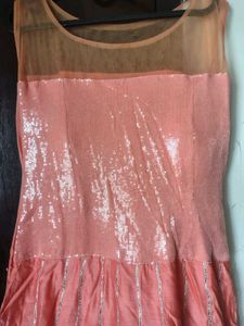 Beautiful Peach Embellishments Gown