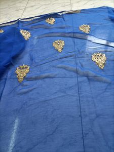 Beautiful Blue Saree With Netted