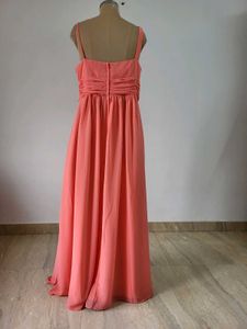 Elegant Coral One-Shoulder Maxi Dress