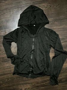 Sun Protection Black Lightweight Zip-Up Hoodie