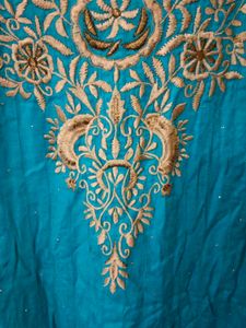 Elegant Teal Kurta with Gold Embroidery