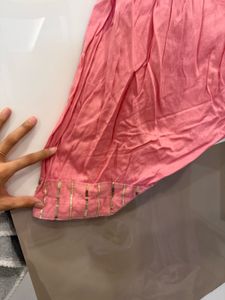 Pink Kurta with Gold Stripes