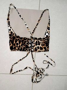 Leopard Print Tie-Up Crop Top no 125