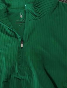 Green Ribbed Zip-Up Crop Top
