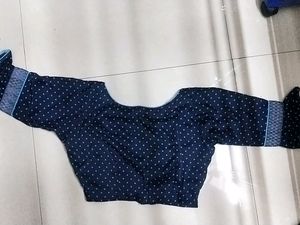 Blue Saree With Designer Blouse