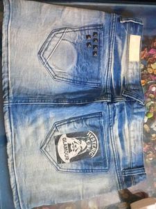 Distressed Denim Mini Skirt