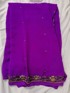 Vibrant Purple Embroidered Saree