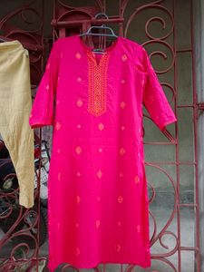 Embroidered Dobby Kurta With Pant