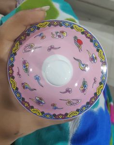 Addox Pink Printed Tea Cup With Cover . Like New.