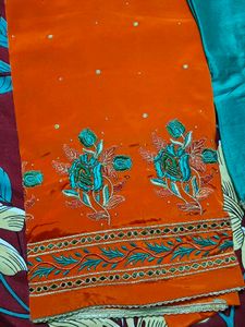 Orange &amp; Teal Embroidered Suit + Free Delivery 🚚