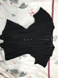 Black Crochet Cardigan