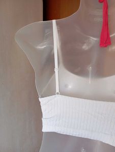 Ribbed White Spaghetti Strap Crop Top
