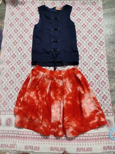 Girls Top With Skirt Set