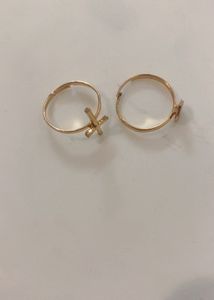 Gold-Tone Heart and Cross Rings Adjustable