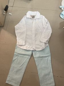 Cute White Shirt and Blue Pants Set