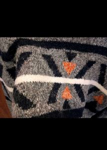 Cropped Geometric Pattern Turtleneck Sweater