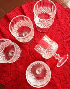 Set of 5 Crystal Cut Goblets