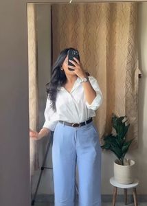 Stylish Blue Wide Leg Trousers