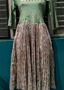 stylish green floral maxi dress