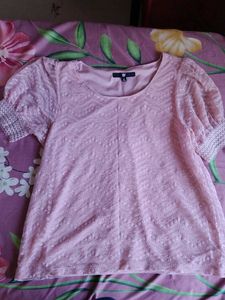 Sheer Lace Puff Sleeve Top