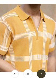 Men's Yellow Checked Polo Shirt