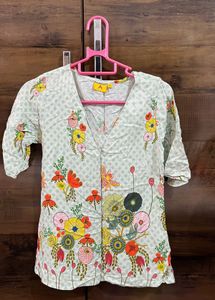 Light Green Floral Print Kurti