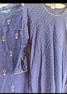 Navy Blue Printed Kurta Set
