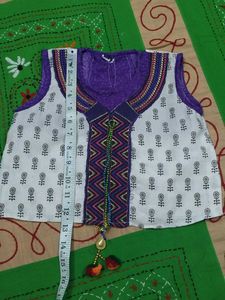 Elegant White &amp; Purple Printed Kurta Set