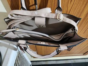 Stylish Taupe Faux Croc Trim Tote Bag(U.K)