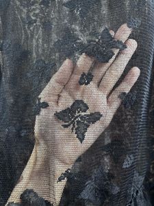 Sheer Black Lace Bell Sleeve Top