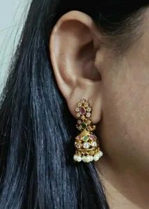 Indian Jhumka Earrings with Pearls zeronica