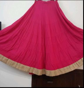 Elegant Pink stretchable Skirt with short kurti