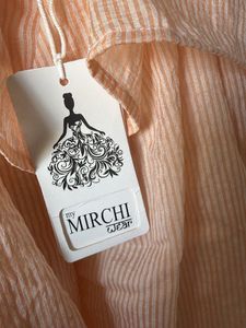 Cute Ruffled Peach Striped Top