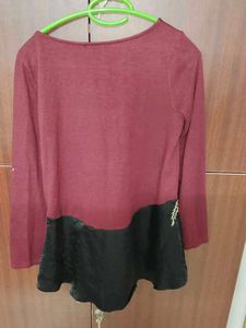 Chic Maroon Embroidered Top